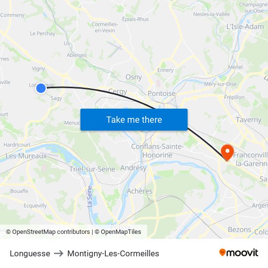 Longuesse to Montigny-Les-Cormeilles map