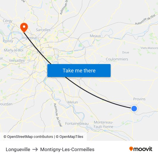 Longueville to Montigny-Les-Cormeilles map