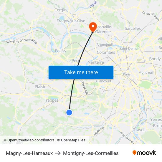 Magny-Les-Hameaux to Montigny-Les-Cormeilles map