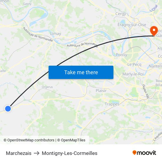 Marchezais to Montigny-Les-Cormeilles map