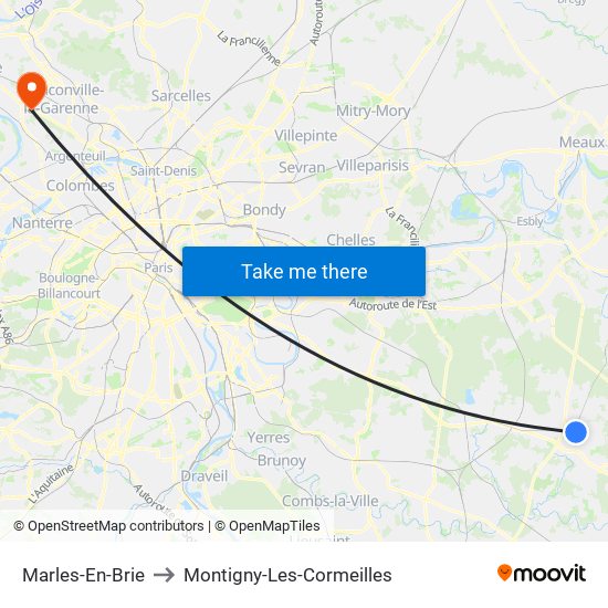 Marles-En-Brie to Montigny-Les-Cormeilles map