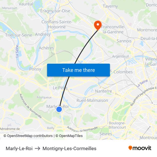 Marly-Le-Roi to Montigny-Les-Cormeilles map