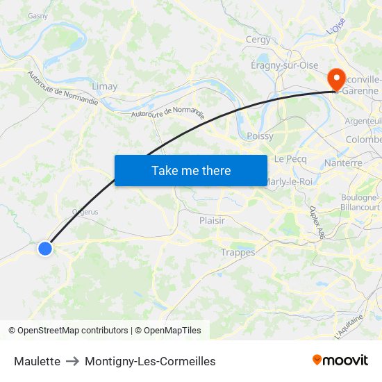 Maulette to Montigny-Les-Cormeilles map