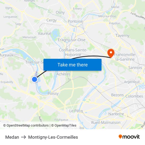 Medan to Montigny-Les-Cormeilles map