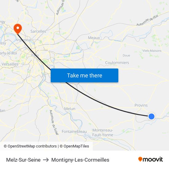 Melz-Sur-Seine to Montigny-Les-Cormeilles map