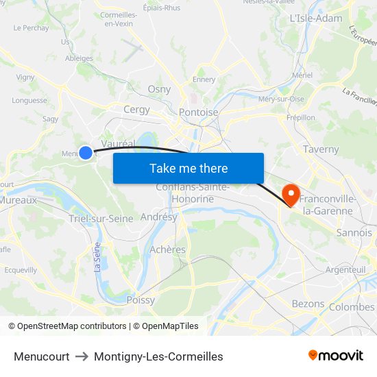 Menucourt to Montigny-Les-Cormeilles map