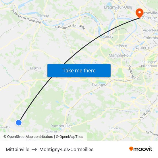 Mittainville to Montigny-Les-Cormeilles map