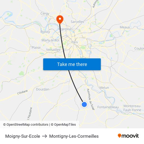Moigny-Sur-Ecole to Montigny-Les-Cormeilles map