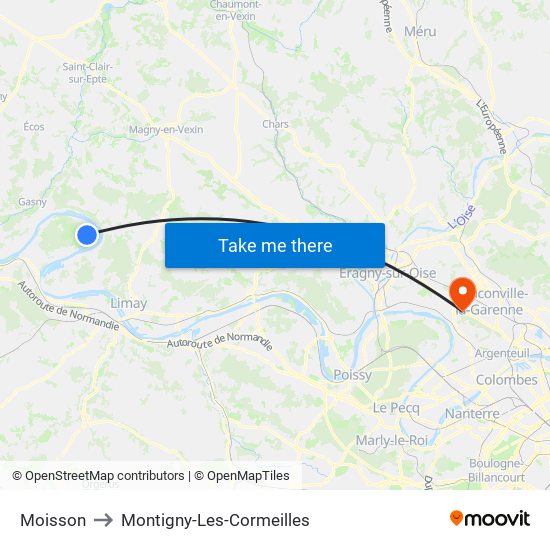 Moisson to Montigny-Les-Cormeilles map