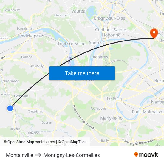 Montainville to Montigny-Les-Cormeilles map
