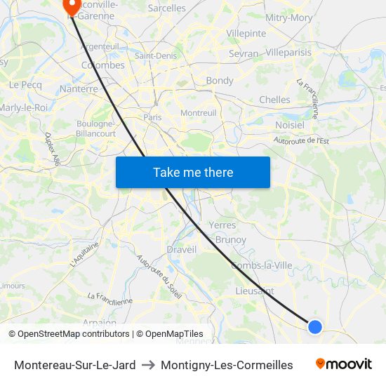 Montereau-Sur-Le-Jard to Montigny-Les-Cormeilles map