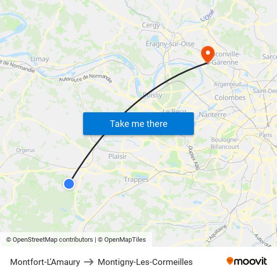 Montfort-L'Amaury to Montigny-Les-Cormeilles map