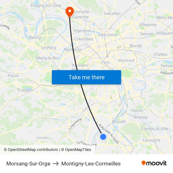 Morsang-Sur-Orge to Montigny-Les-Cormeilles map