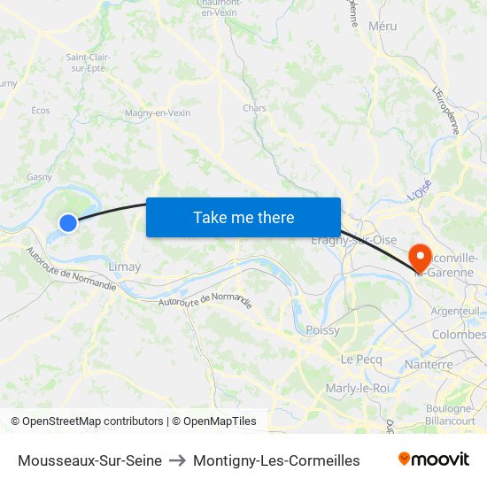 Mousseaux-Sur-Seine to Montigny-Les-Cormeilles map
