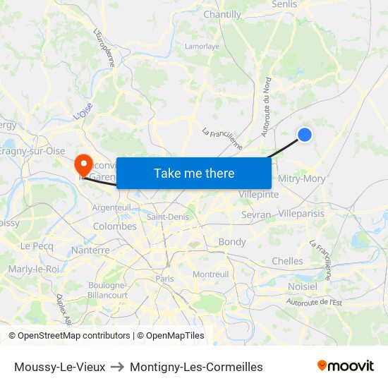 Moussy-Le-Vieux to Montigny-Les-Cormeilles map
