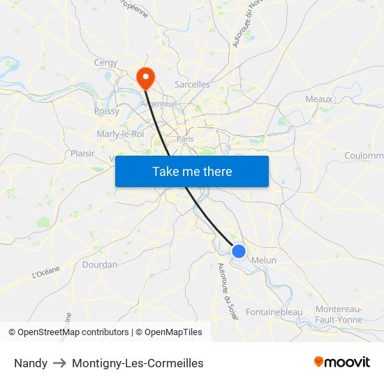 Nandy to Montigny-Les-Cormeilles map