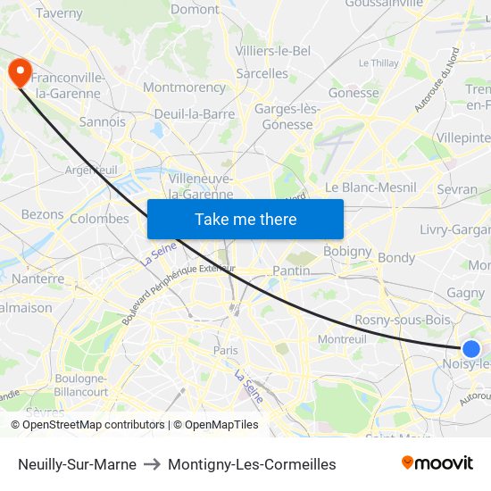 Neuilly-Sur-Marne to Montigny-Les-Cormeilles map