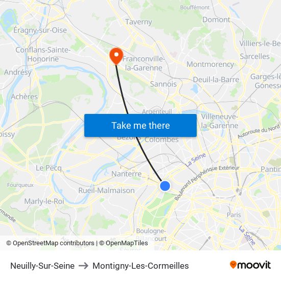 Neuilly-Sur-Seine to Montigny-Les-Cormeilles map