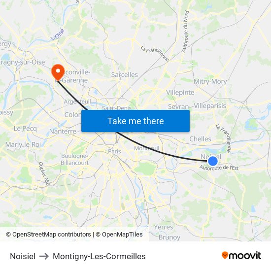 Noisiel to Montigny-Les-Cormeilles map