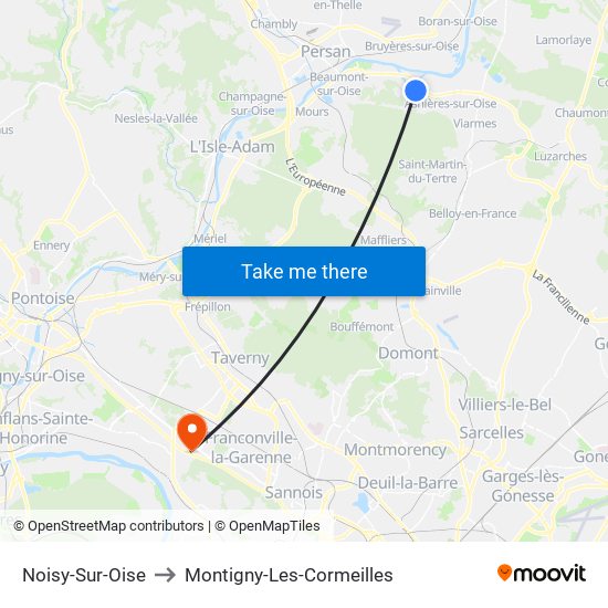 Noisy-Sur-Oise to Montigny-Les-Cormeilles map