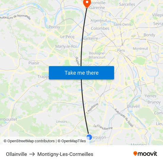 Ollainville to Montigny-Les-Cormeilles map