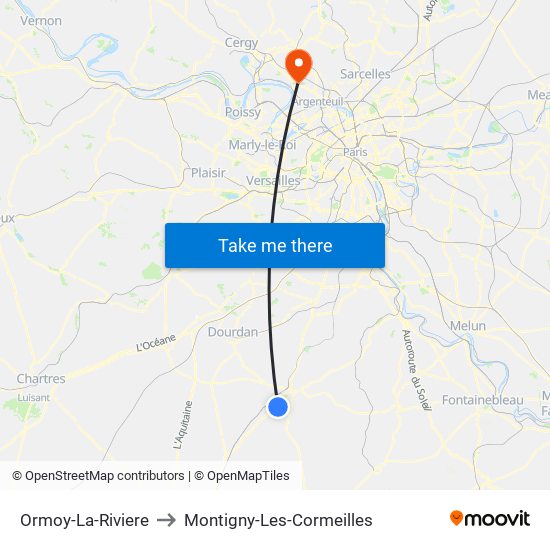 Ormoy-La-Riviere to Montigny-Les-Cormeilles map