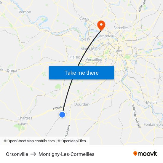 Orsonville to Montigny-Les-Cormeilles map