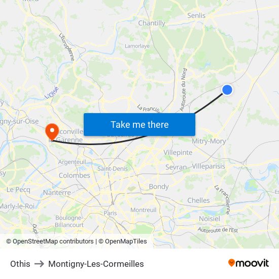 Othis to Montigny-Les-Cormeilles map