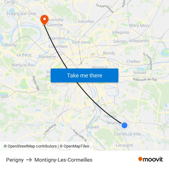 Perigny to Montigny-Les-Cormeilles map