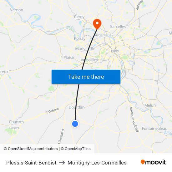 Plessis-Saint-Benoist to Montigny-Les-Cormeilles map