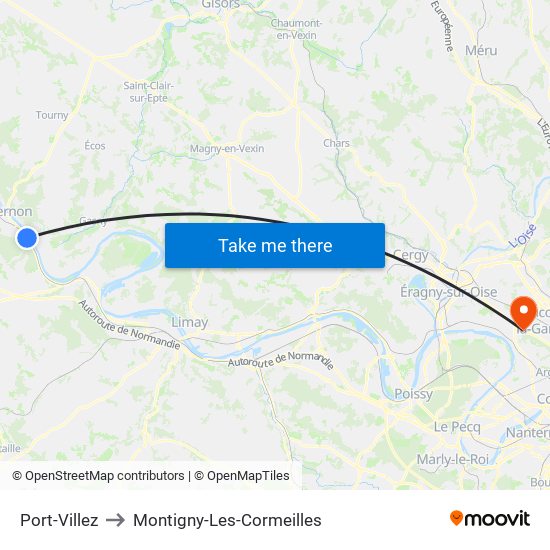 Port-Villez to Montigny-Les-Cormeilles map