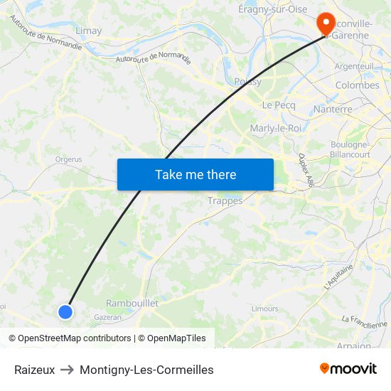 Raizeux to Montigny-Les-Cormeilles map