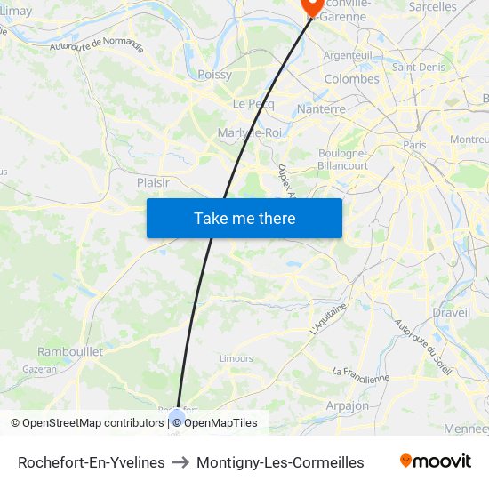 Rochefort-En-Yvelines to Montigny-Les-Cormeilles map