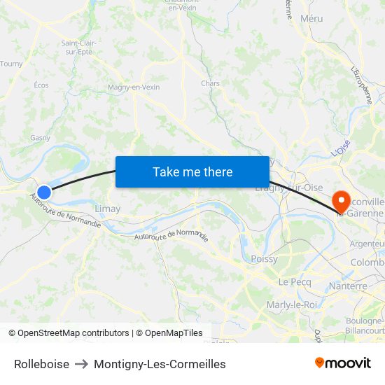 Rolleboise to Montigny-Les-Cormeilles map