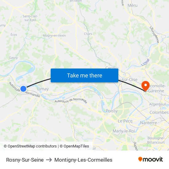Rosny-Sur-Seine to Montigny-Les-Cormeilles map