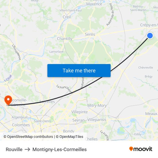 Rouville to Montigny-Les-Cormeilles map