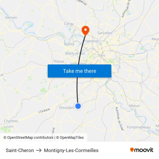 Saint-Cheron to Montigny-Les-Cormeilles map