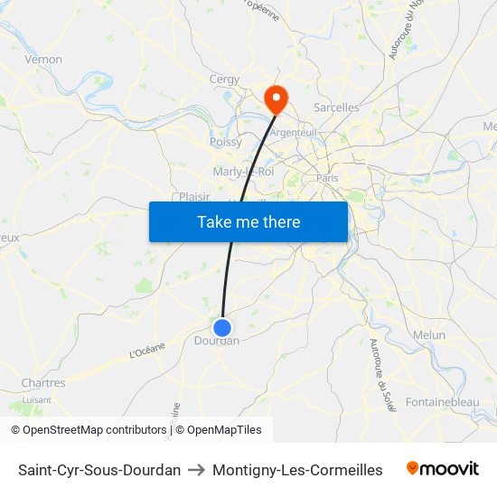 Saint-Cyr-Sous-Dourdan to Montigny-Les-Cormeilles map