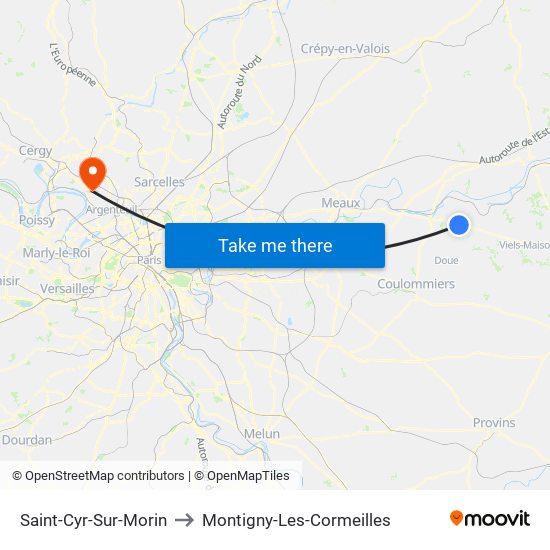 Saint-Cyr-Sur-Morin to Montigny-Les-Cormeilles map