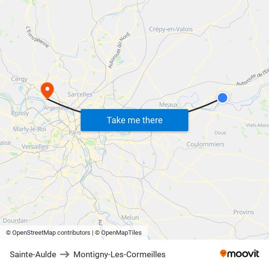 Sainte-Aulde to Montigny-Les-Cormeilles map