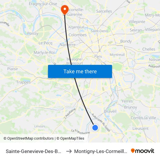 Sainte-Genevieve-Des-Bois to Montigny-Les-Cormeilles map