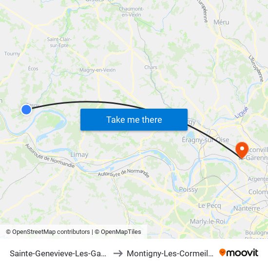 Sainte-Genevieve-Les-Gasny to Montigny-Les-Cormeilles map