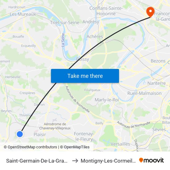 Saint-Germain-De-La-Grange to Montigny-Les-Cormeilles map