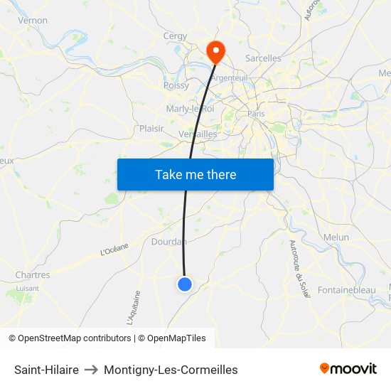 Saint-Hilaire to Montigny-Les-Cormeilles map