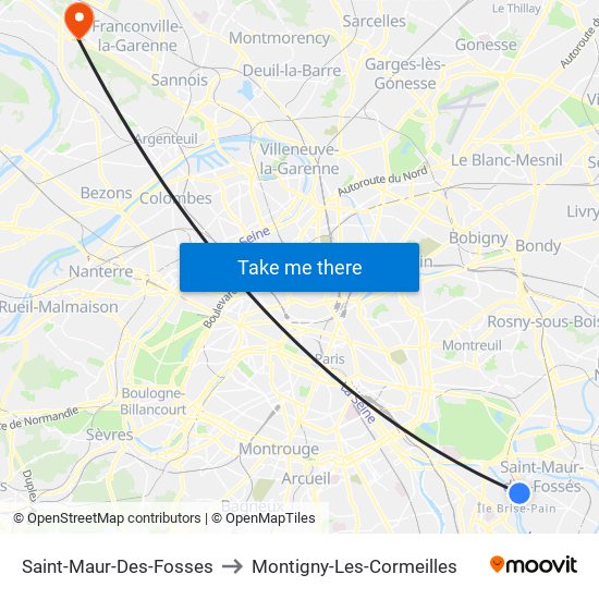 Saint-Maur-Des-Fosses to Montigny-Les-Cormeilles map