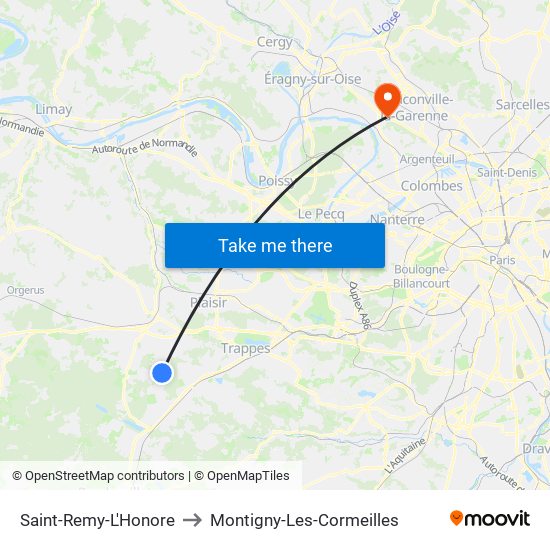 Saint-Remy-L'Honore to Montigny-Les-Cormeilles map