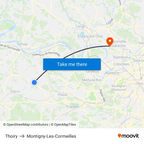Thoiry to Montigny-Les-Cormeilles map