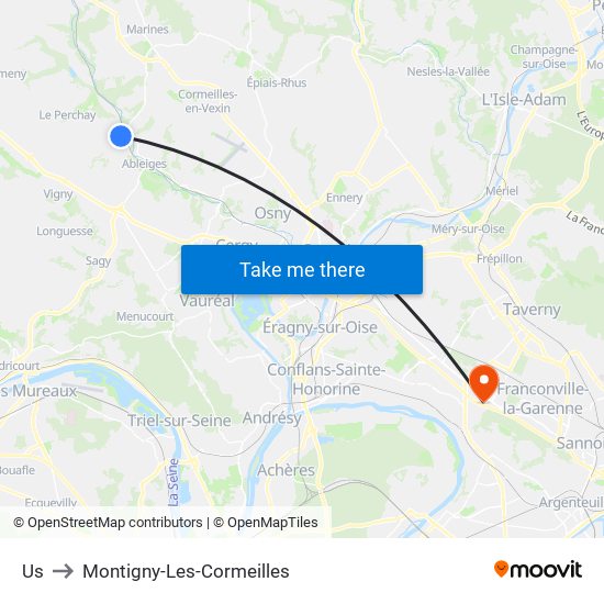 Us to Montigny-Les-Cormeilles map