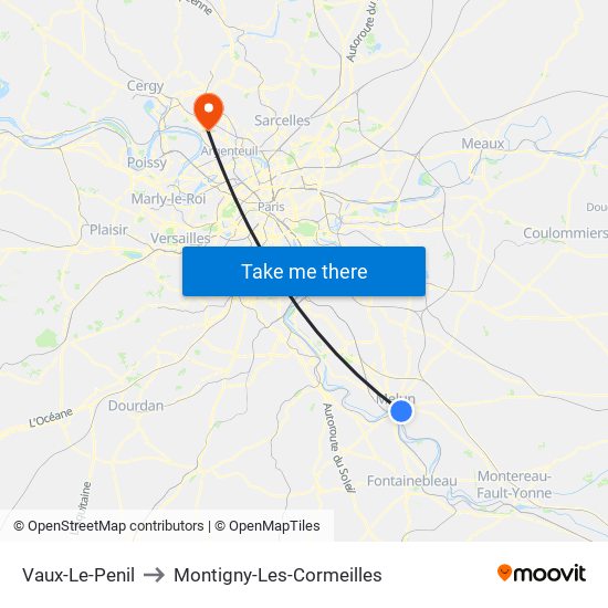 Vaux-Le-Penil to Montigny-Les-Cormeilles map