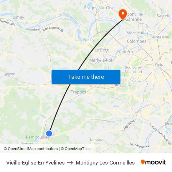 Vieille-Eglise-En-Yvelines to Montigny-Les-Cormeilles map